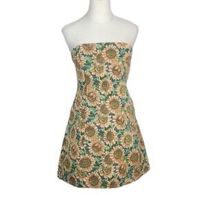 Klesis‎ Strapless Sunflower Jacquard Mini Dress Garden Party Grandmacore Size L